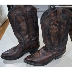 Abilene Boots Brown Leather Western Cowboy Mens Sz 10.5 EE  USA Genuine Leather